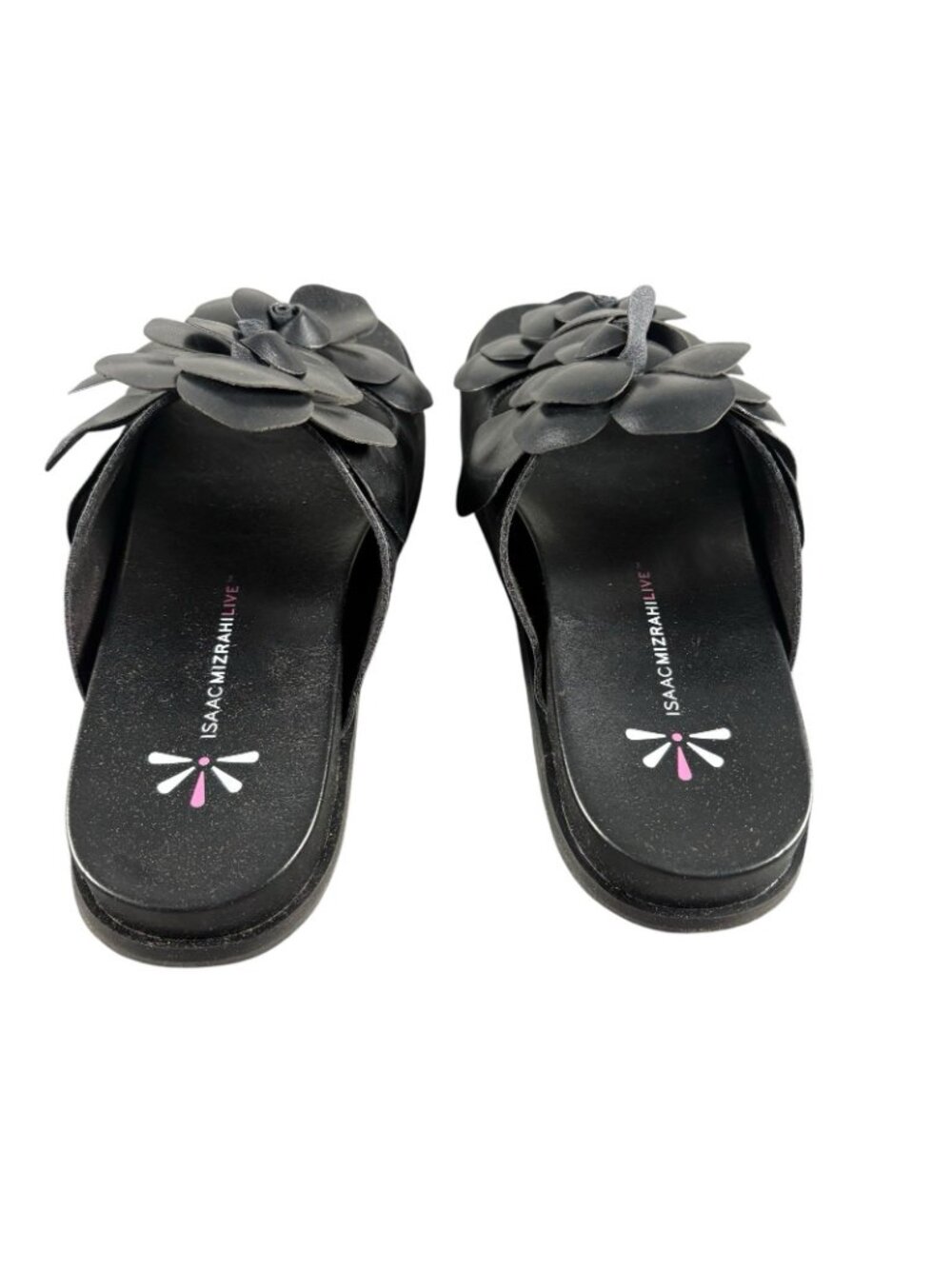 Isaac Mizrahi Live Black Floral Slide Sandals Women’s Size 7.5 New No Box - Picture 6 of 7